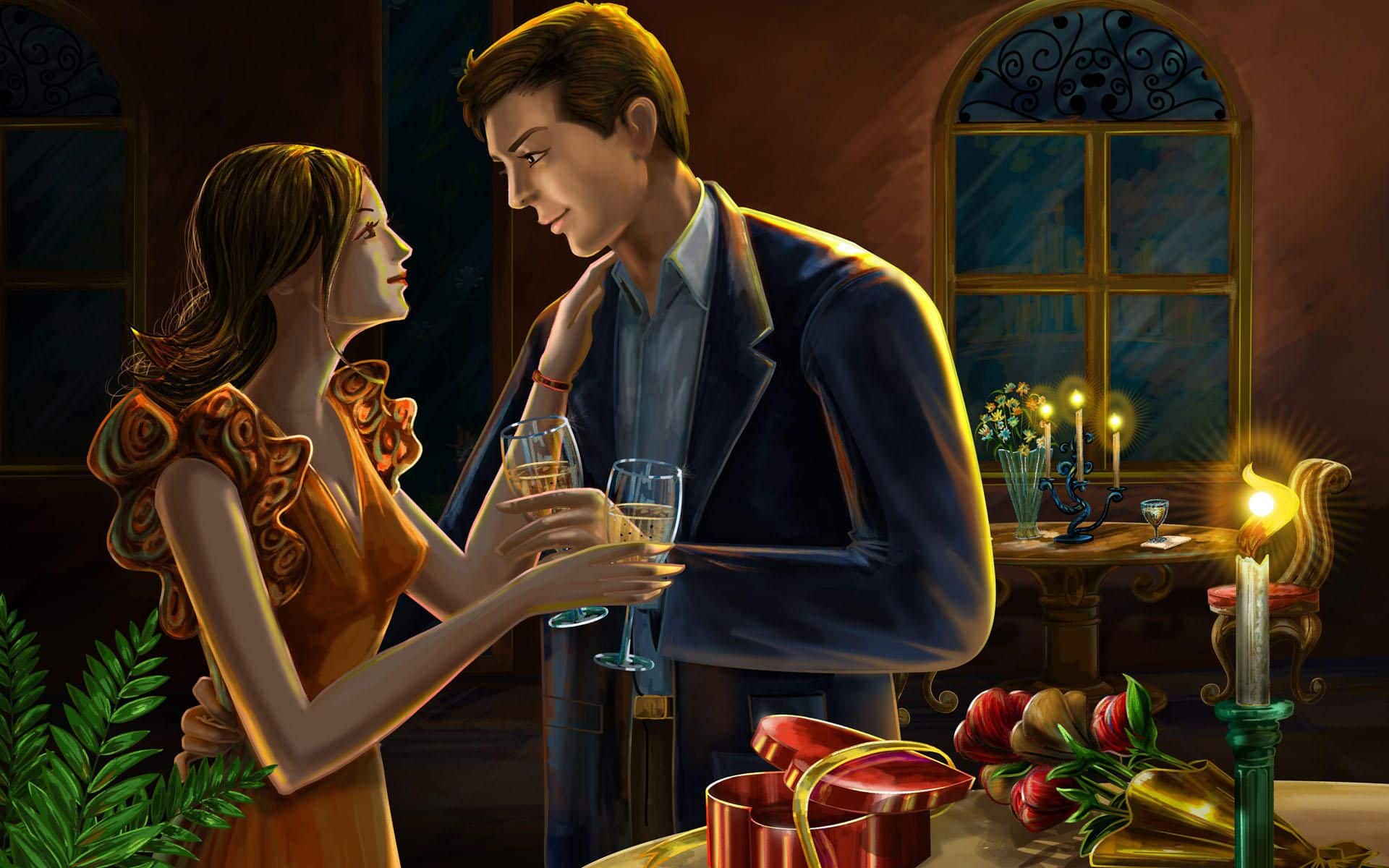 Вечером какой отношение. Романтические иллюстрации. Романтическое свидание. Романтичные рисунки. Романтичный вечер.