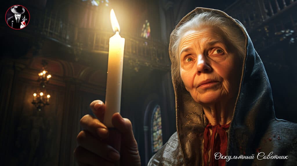 woman lighting a tall candle in orthodox