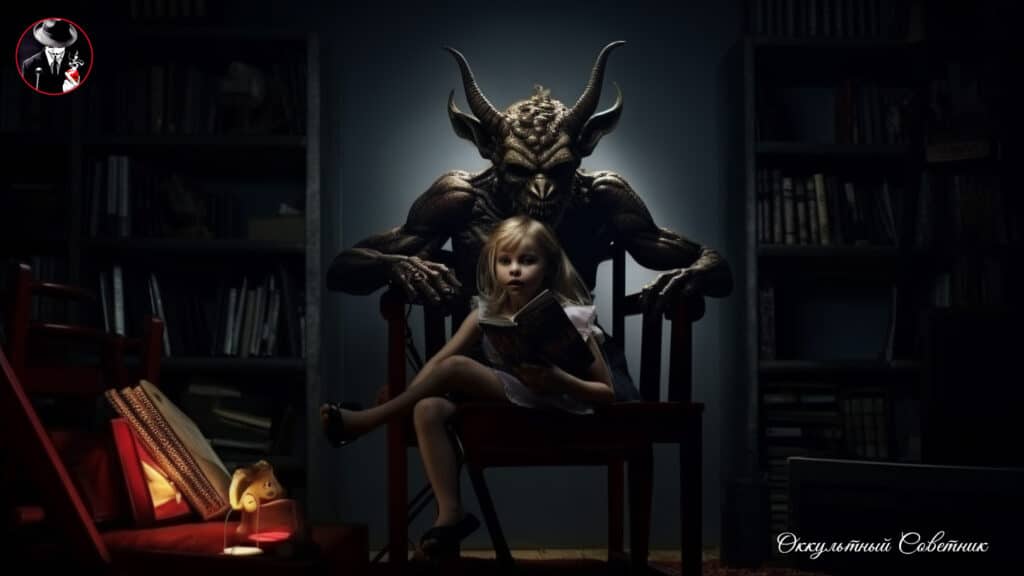 malfetto666 a devil sits in the chair and a little blonde girl 3eea8ad5 0b6c 4437 bb6c 83df8d7460d3
