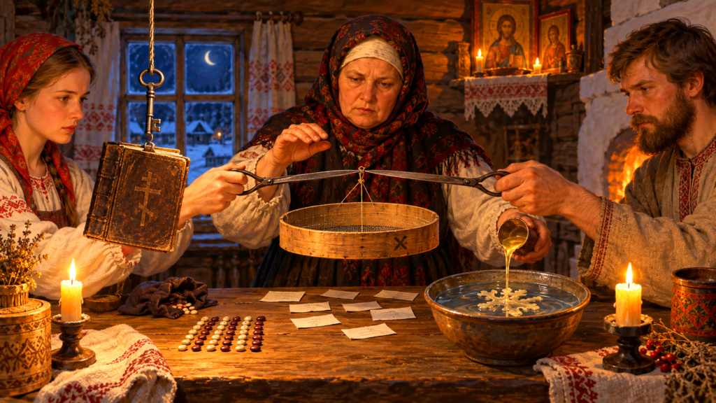 Решето поворачивалось на имени вора, а Псалтирь вращалась на ключе. Четыре гадания, которые у нас забыли
